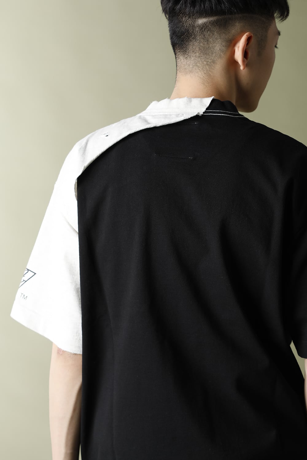 Partly double T-shirt Black