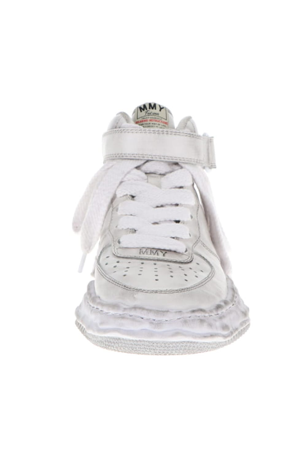 -ウェイン ハイ- オリジナルソール 汚し加工 レザー ハイトップ スニーカー White