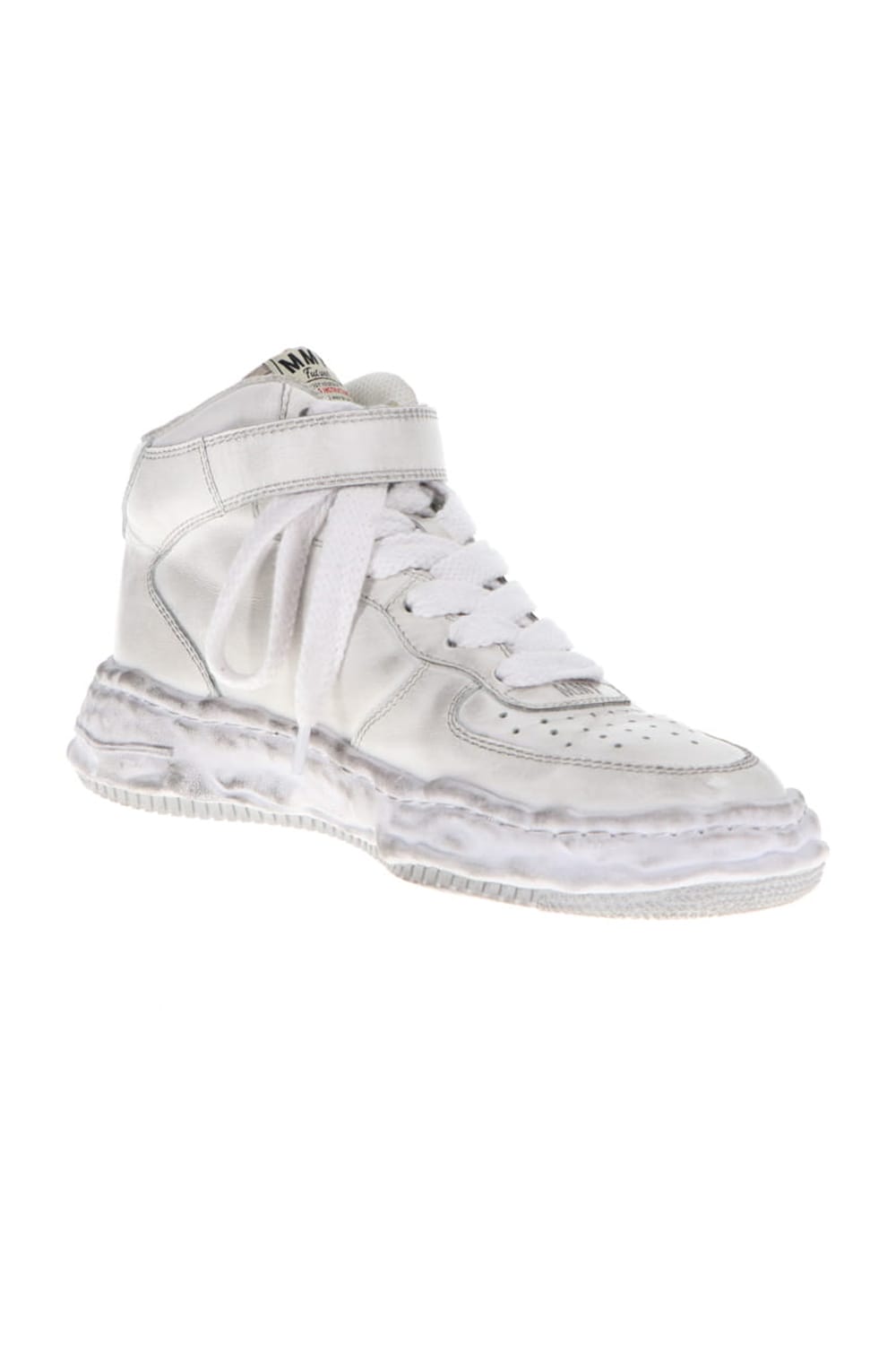 -ウェイン ハイ- オリジナルソール 汚し加工 レザー ハイトップ スニーカー White