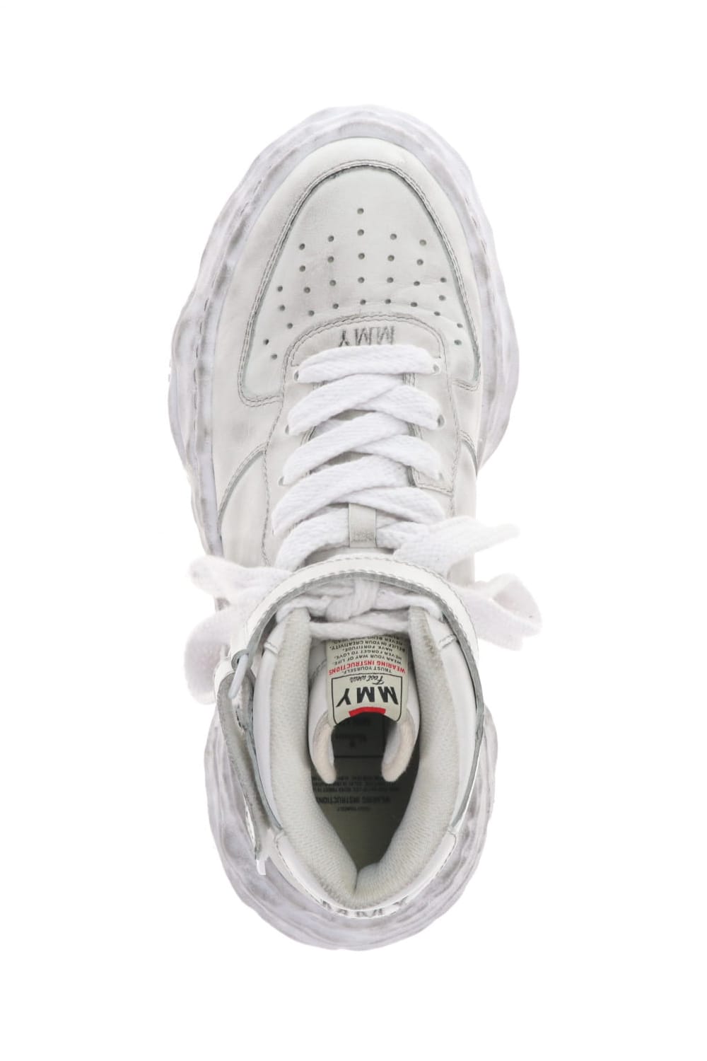 -ウェイン ハイ- オリジナルソール 汚し加工 レザー ハイトップ スニーカー White