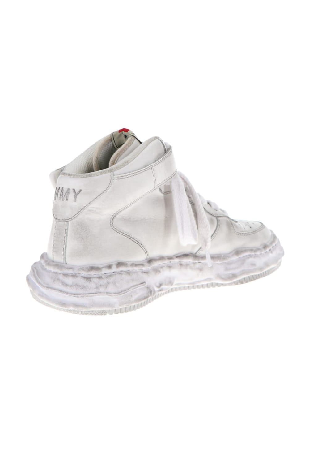 -ウェイン ハイ- オリジナルソール 汚し加工 レザー ハイトップ スニーカー White