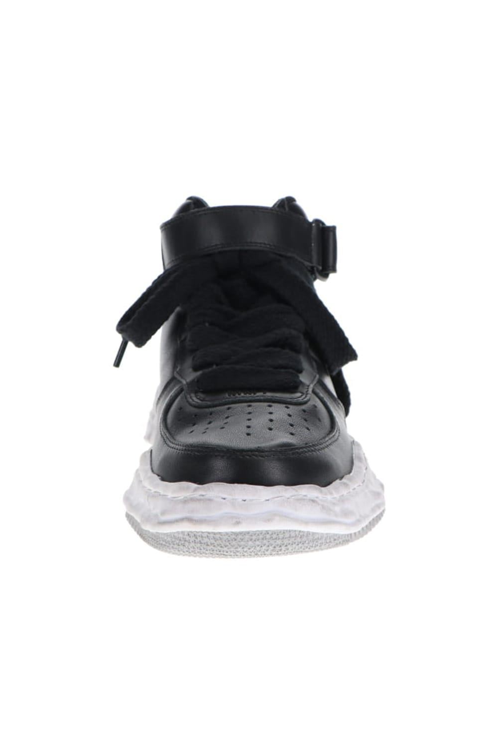 -ウェイン ハイ- オリジナルソール 汚し加工 レザー ハイトップ スニーカー Black