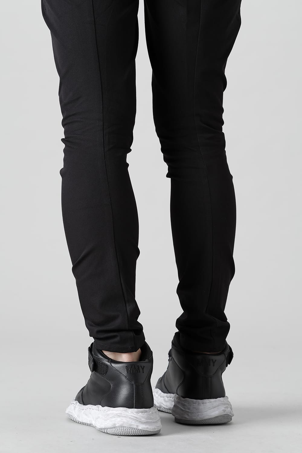 -ウェイン ハイ- オリジナルソール 汚し加工 レザー ハイトップ スニーカー Black