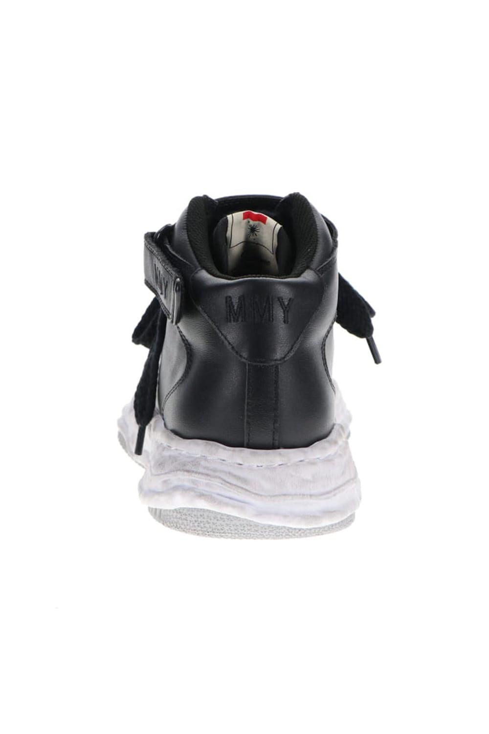 -ウェイン ハイ- オリジナルソール 汚し加工 レザー ハイトップ スニーカー Black