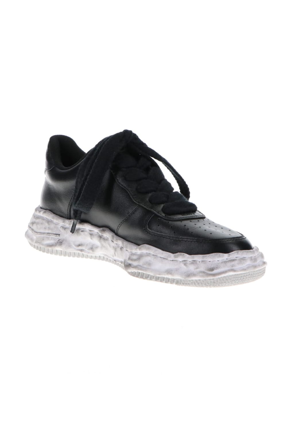 -ウェイン ロー- オリジナルソール 汚し加工 レザー ロートップ スニーカー Black