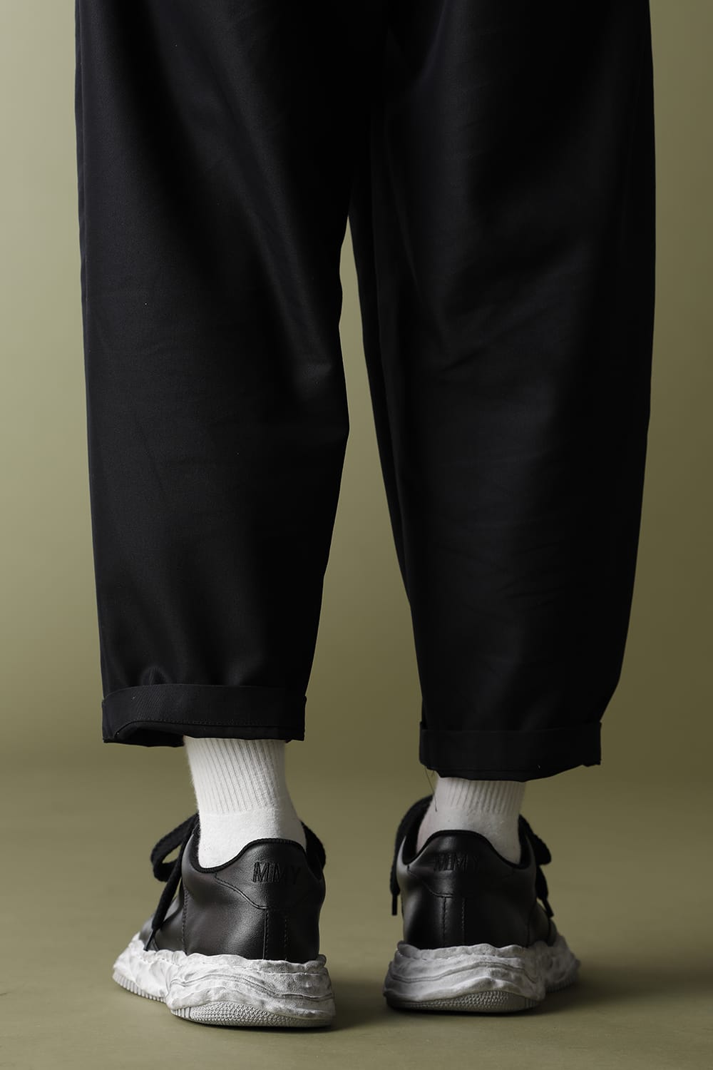 -ウェイン ロー- オリジナルソール 汚し加工 レザー ロートップ スニーカー Black