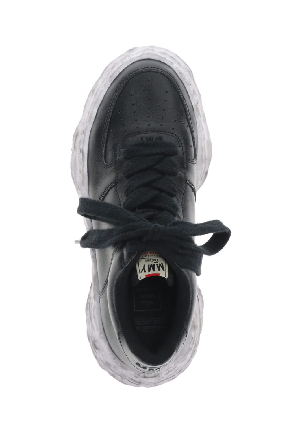 -ウェイン ロー- オリジナルソール 汚し加工 レザー ロートップ スニーカー Black