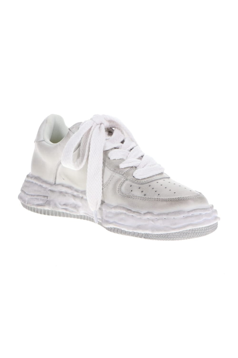 -ウェイン ロー- オリジナルソール 汚し加工 レザー ロートップ スニーカー White