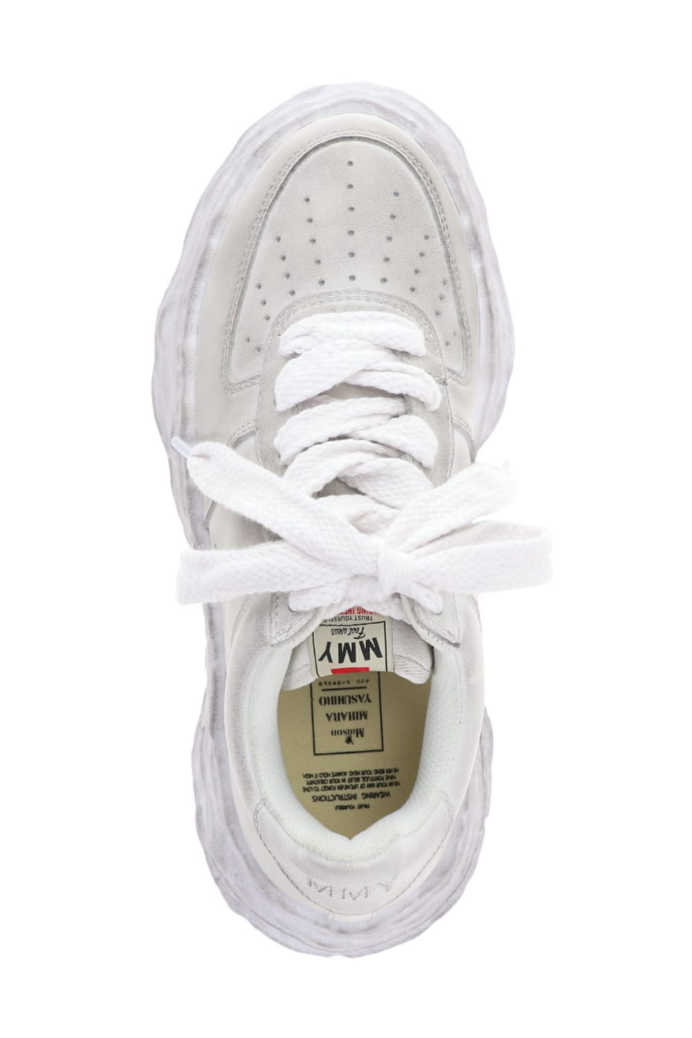 -ウェイン ロー- オリジナルソール 汚し加工 レザー ロートップ スニーカー White