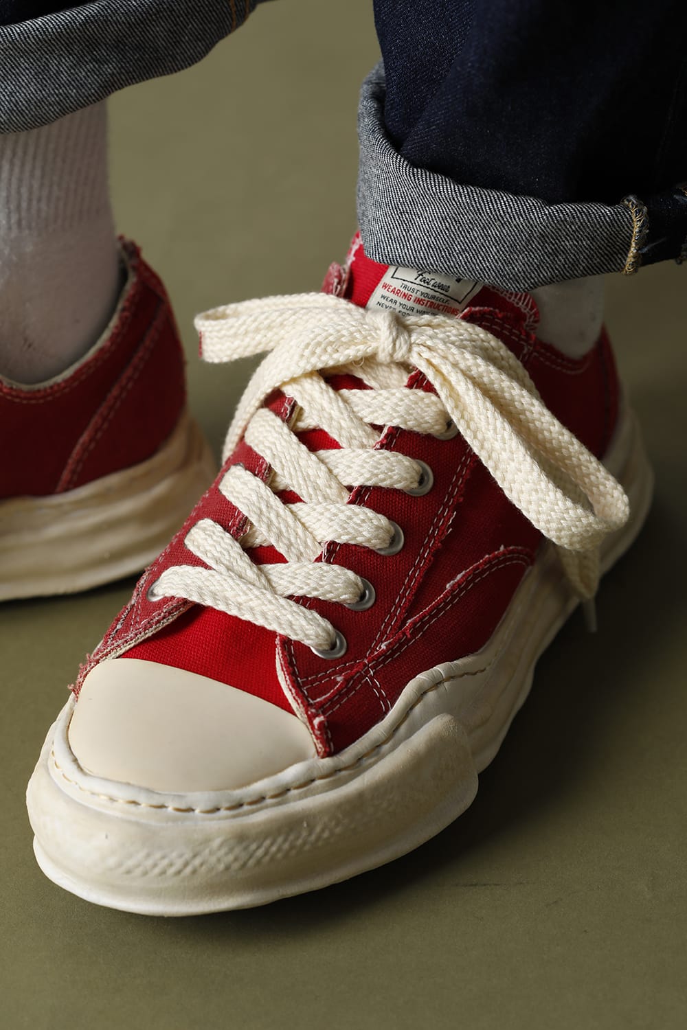 -ピーターソン ロー- オーバーダイ オリジナルソール キャンバス ロートップ スニーカー Red