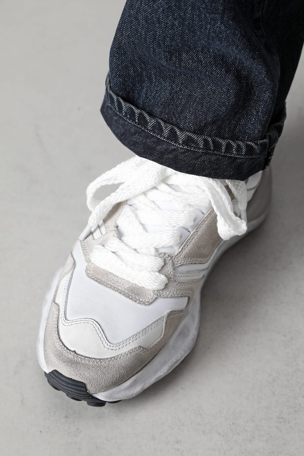 オリジナルソール 汚し加工 レザー ランナー スニーカー White