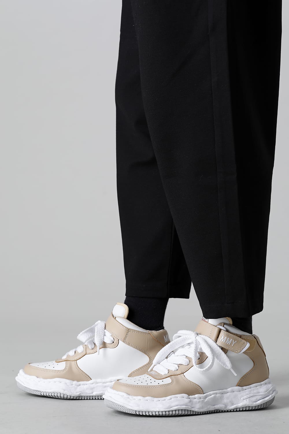 -ウェイン ハイ- オリジナルソール レザー ハイトップ スニーカー Beige / White