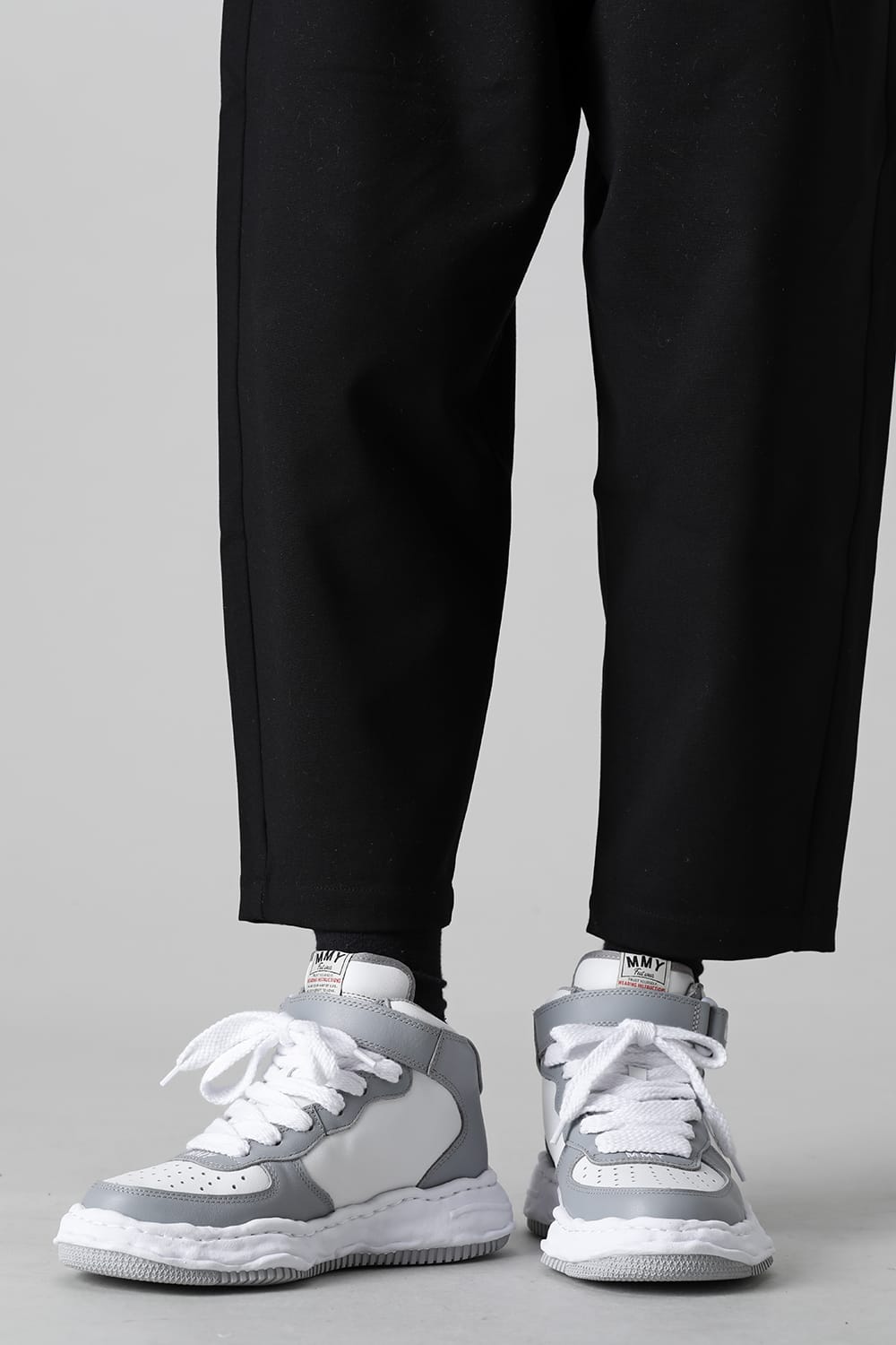 -ウェイン ハイ- オリジナルソール レザー ハイトップ スニーカー Gray / White