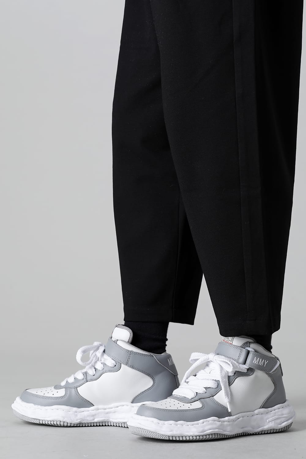 -ウェイン ハイ- オリジナルソール レザー ハイトップ スニーカー Gray / White