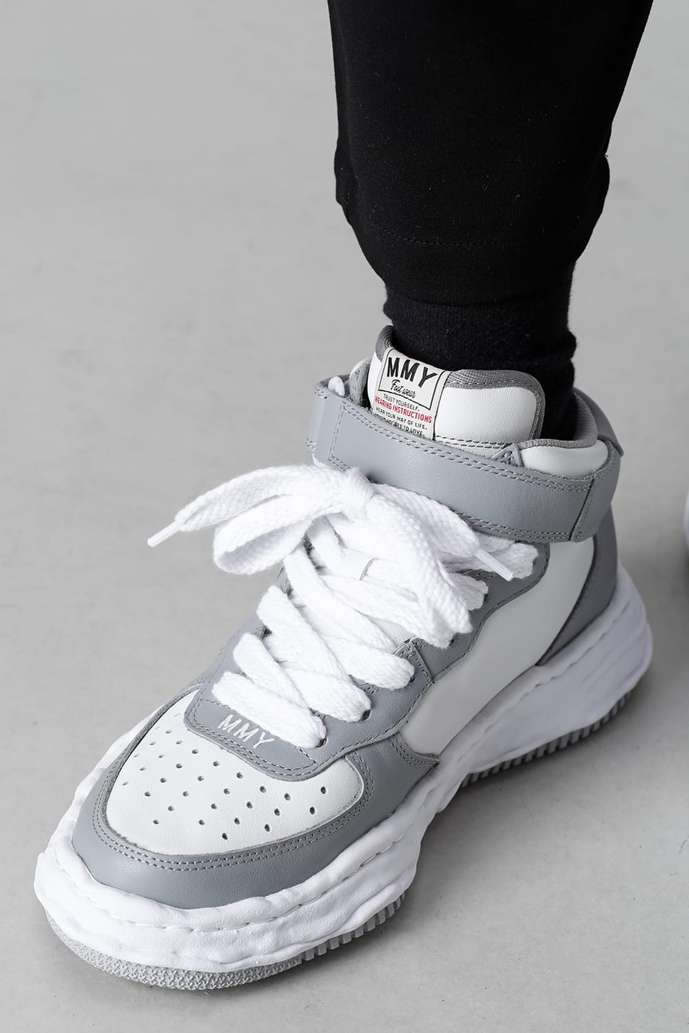 -ウェイン ハイ- オリジナルソール レザー ハイトップ スニーカー Gray / White