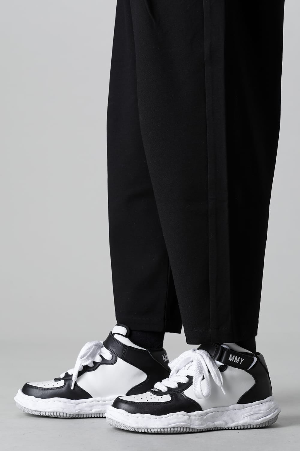 -ウェイン ハイ- オリジナルソール レザー ハイトップ スニーカー Black / White