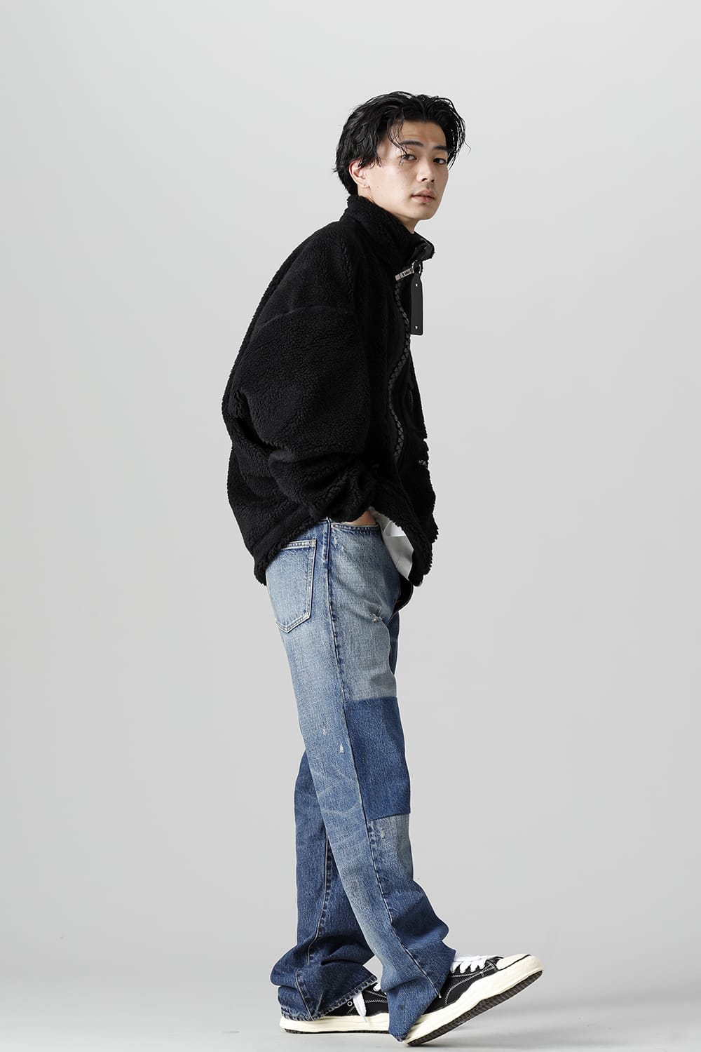 ワイド バック ボアブルゾン Black