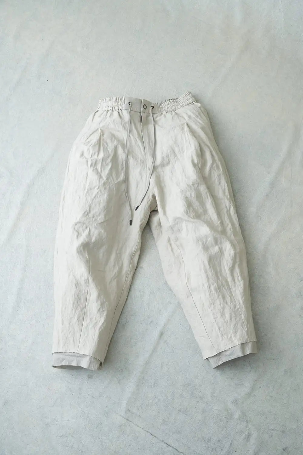 Cropped pants canapa / cotton metal shrink