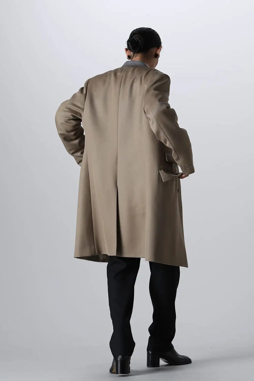 ノーカラーチェスターコートウールキャバリー