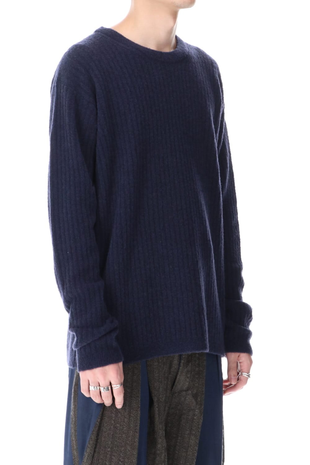 ロング スリーブ ニット トップ ブルー