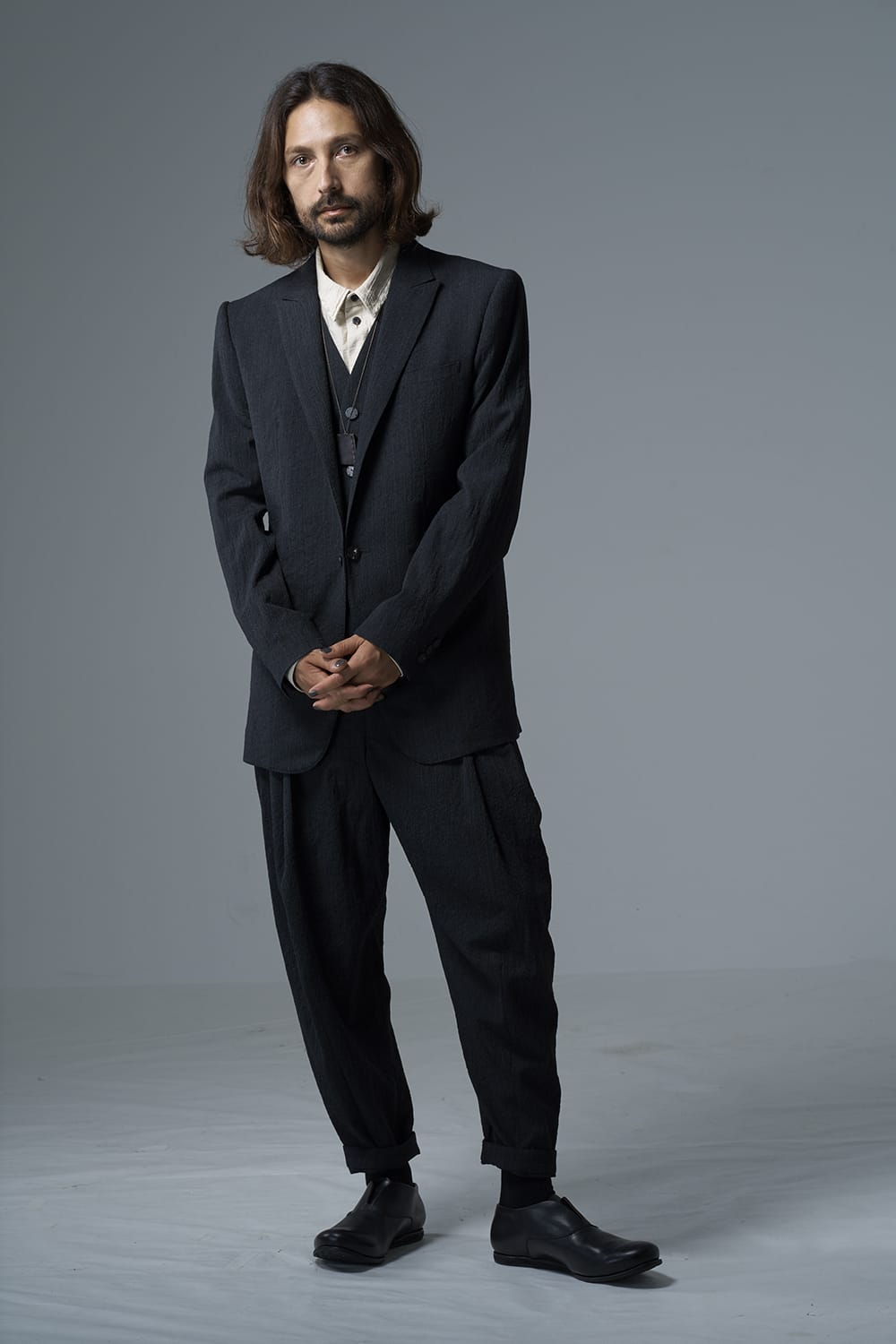 Cropped pants shrink wool stripe