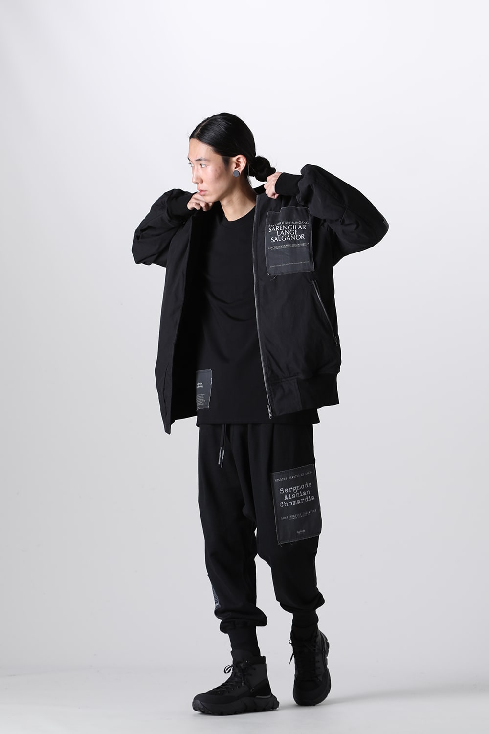 Oversized Bomber Jacket w/Printed Patches