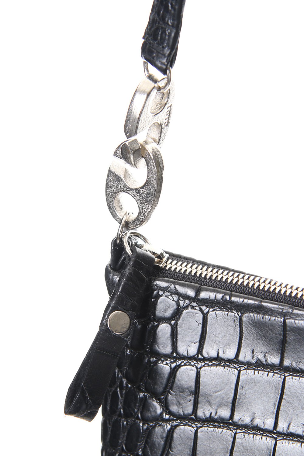 1 Tone Punch Shoulder - Crocodile Leather Black