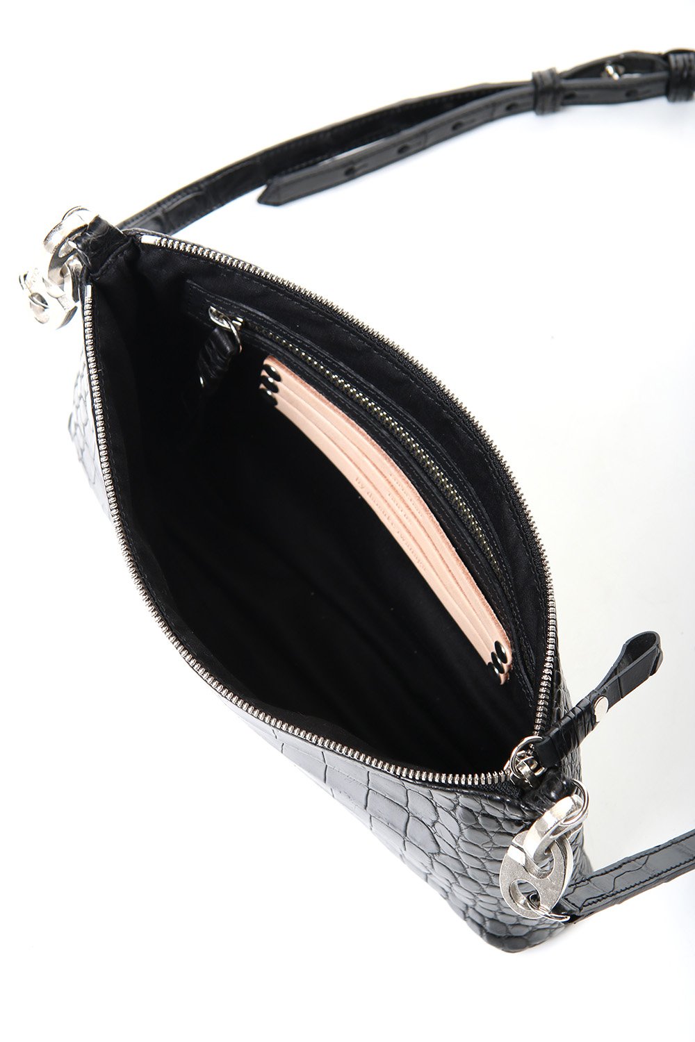 1 Tone Punch Shoulder - Crocodile Leather Black