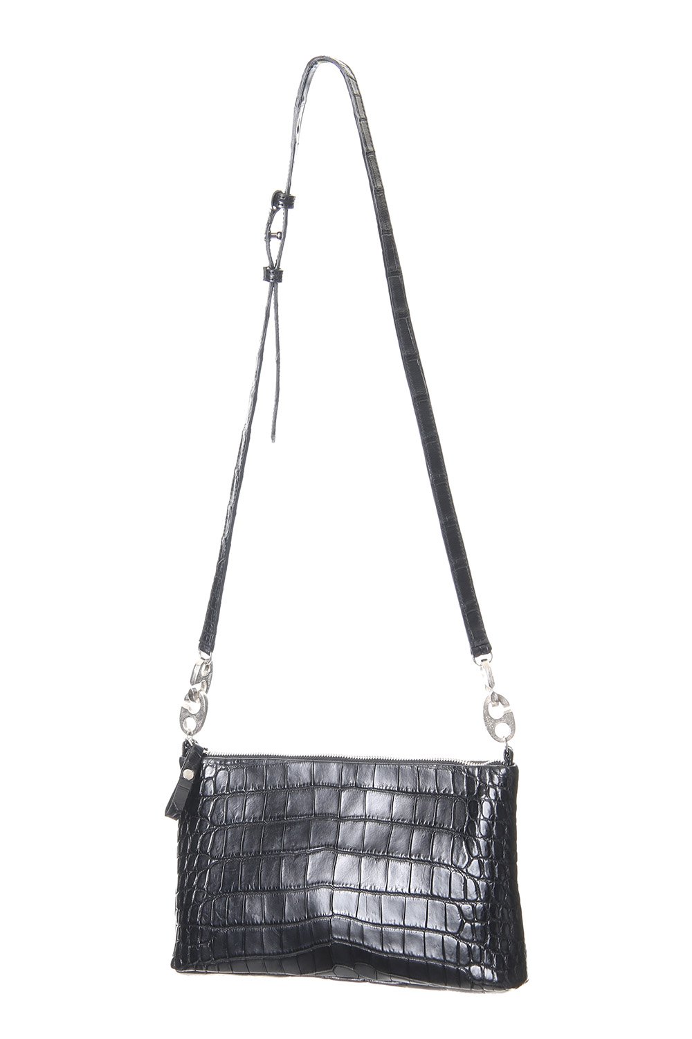 1 Tone Punch Shoulder - Crocodile Leather Black