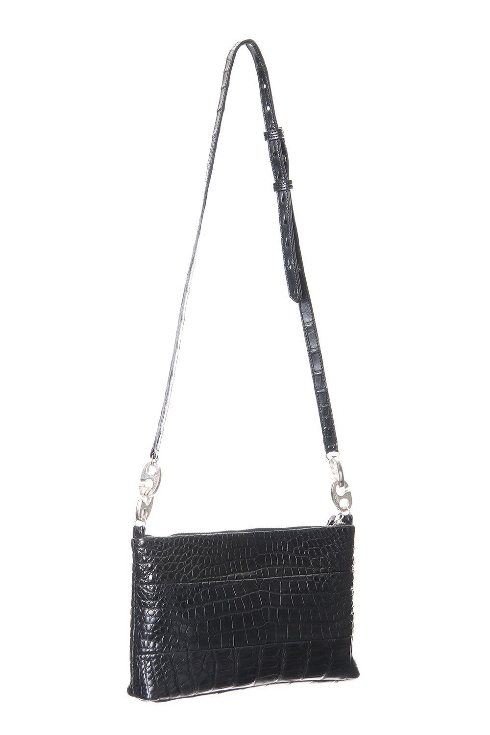 1 Tone Punch Shoulder - Crocodile Leather Black