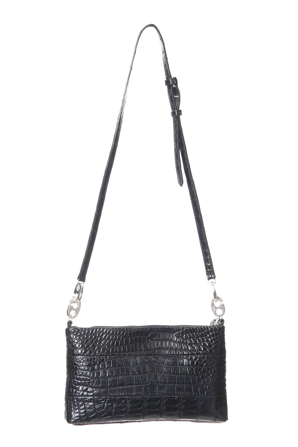 1 Tone Punch Shoulder - Crocodile Leather Black