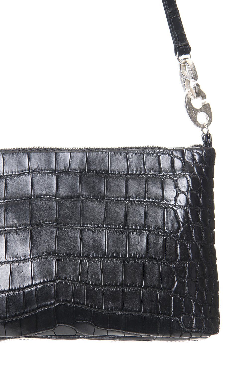 1 Tone Punch Shoulder - Crocodile Leather Black