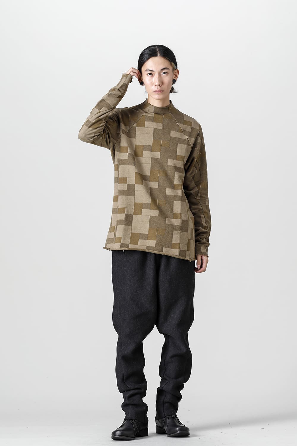 Long sleeve Jacquard sweatshirt Regular fit Mixed Beige