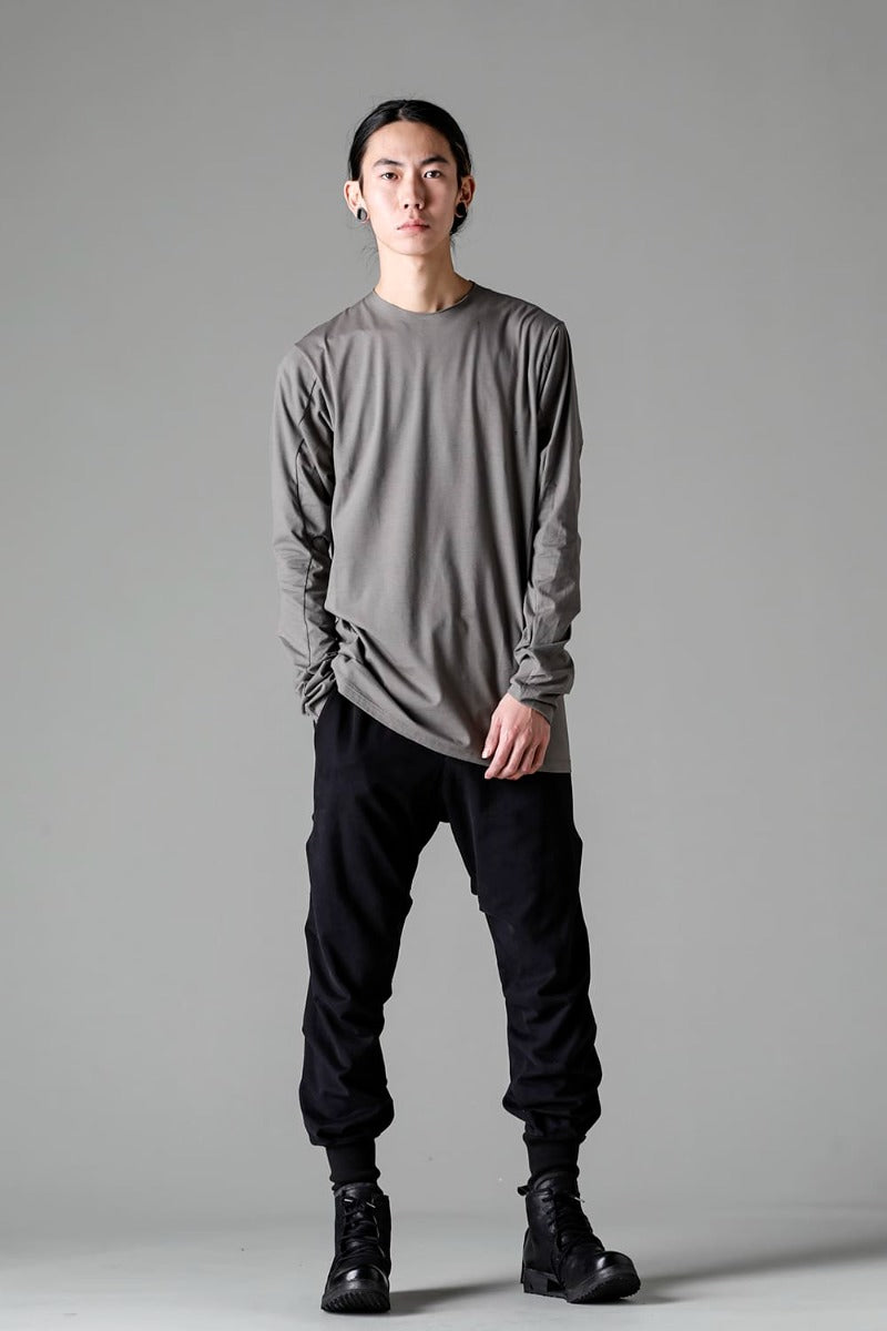 Print Long sleeve cotton stretch jersey Mud Gray