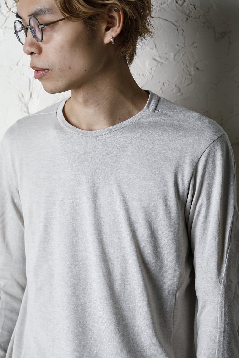 Long sleeve cotton / silk jersey White Gray