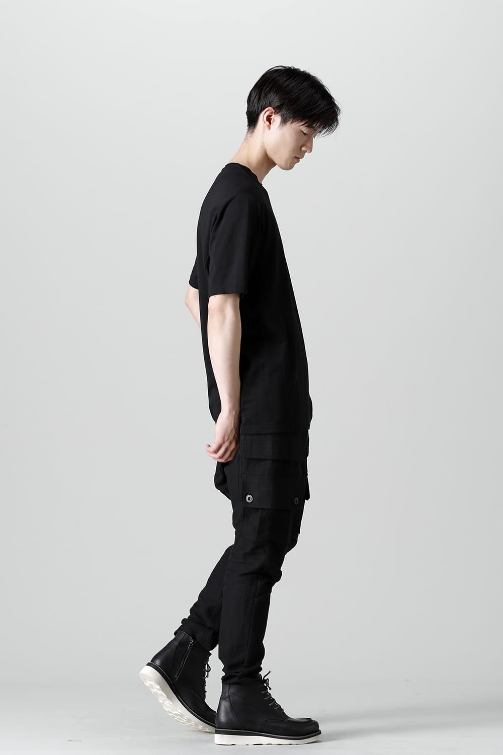 Short sleeve japanese paper jersey charcoal dyed Black