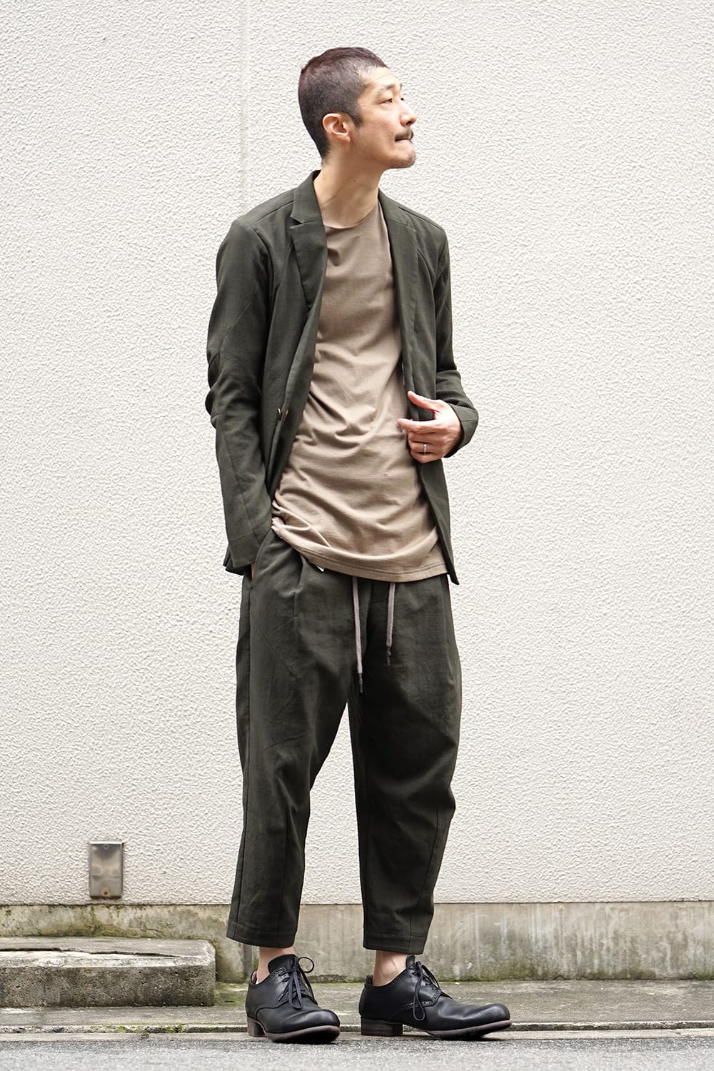 Cropped Pants Cotton Glen Check - Moss Green