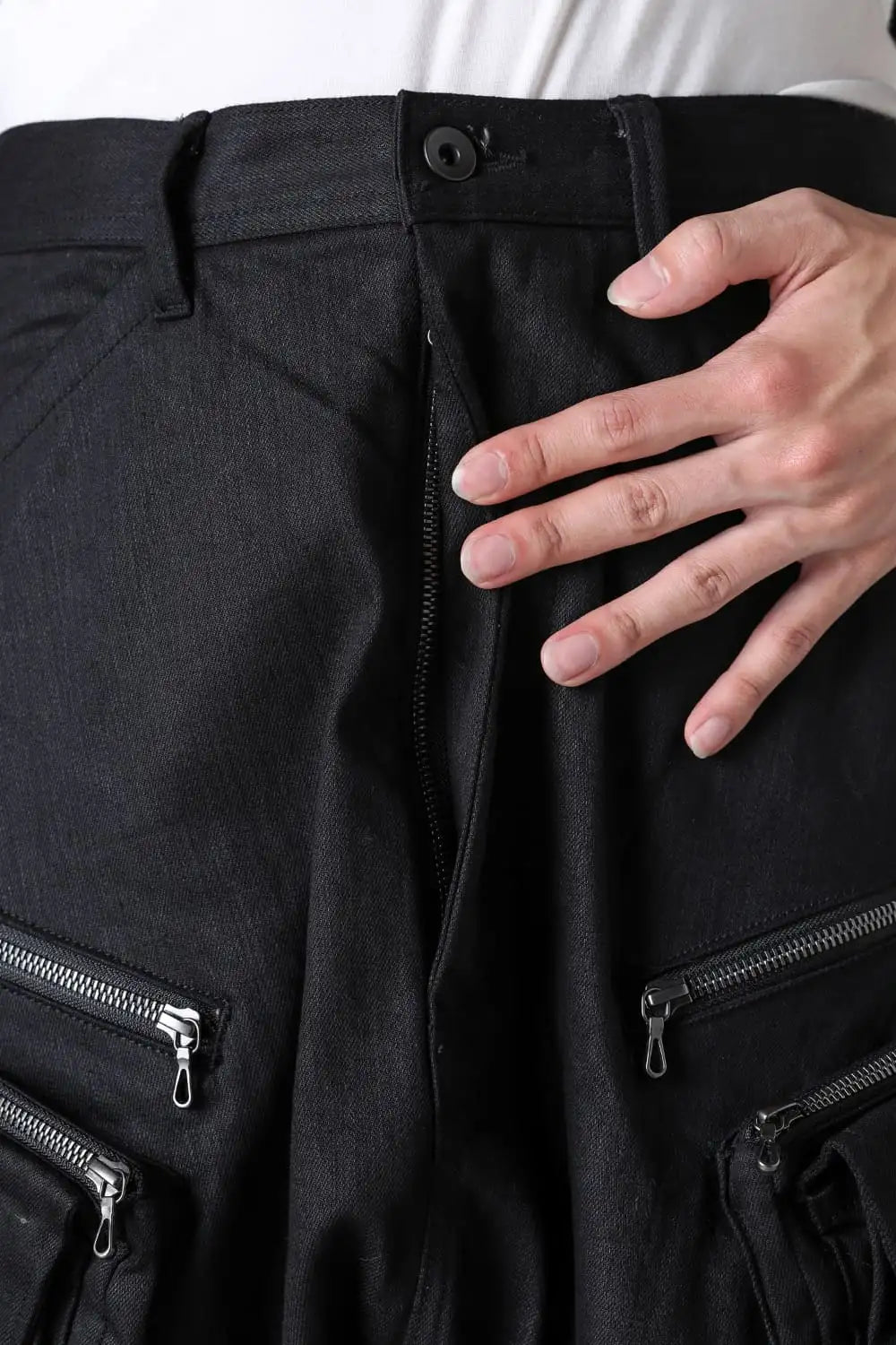 10.5オンス ストレッチデニム カーゴショートパンツ ブラック