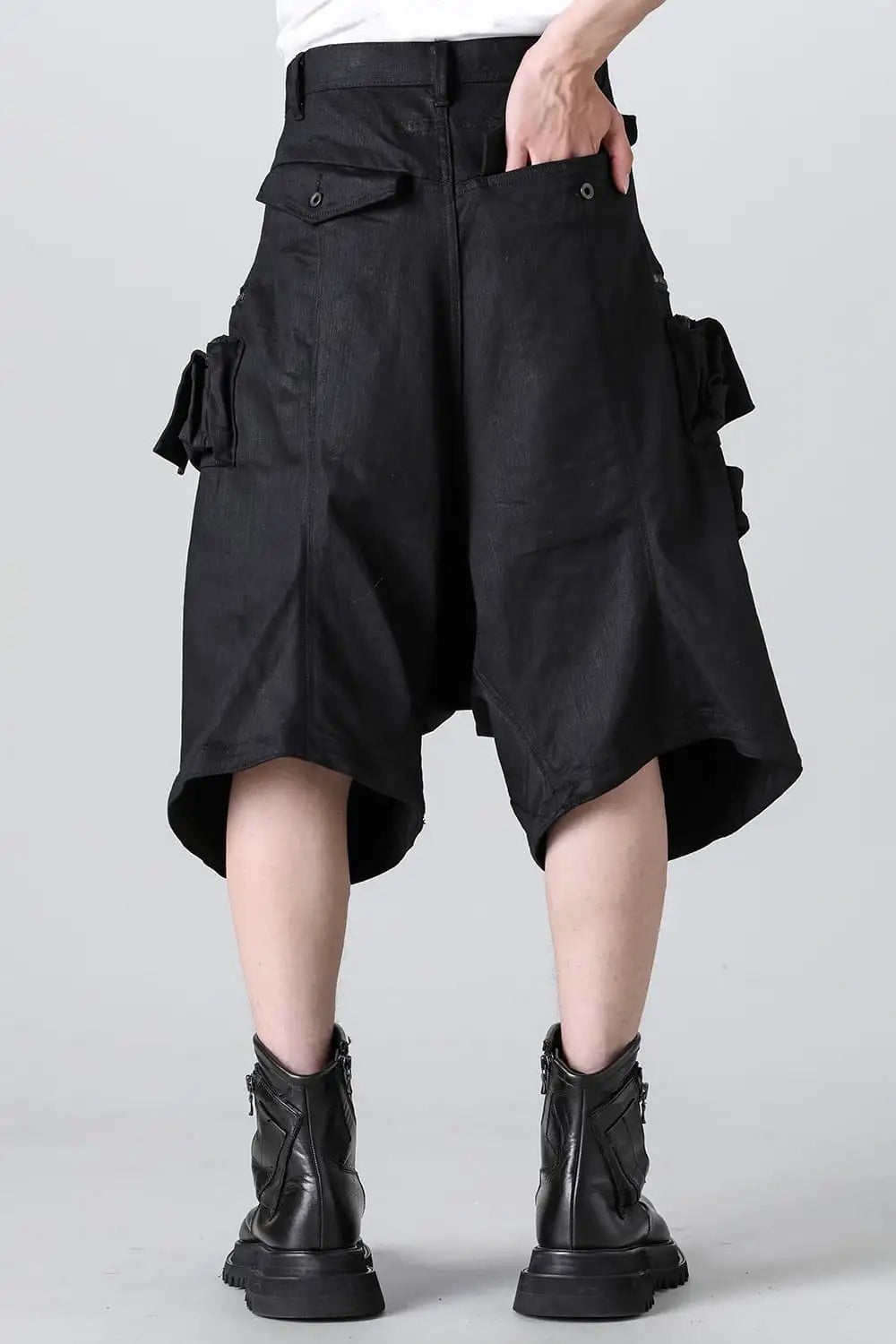 10.5オンス ストレッチデニム カーゴショートパンツ ブラック