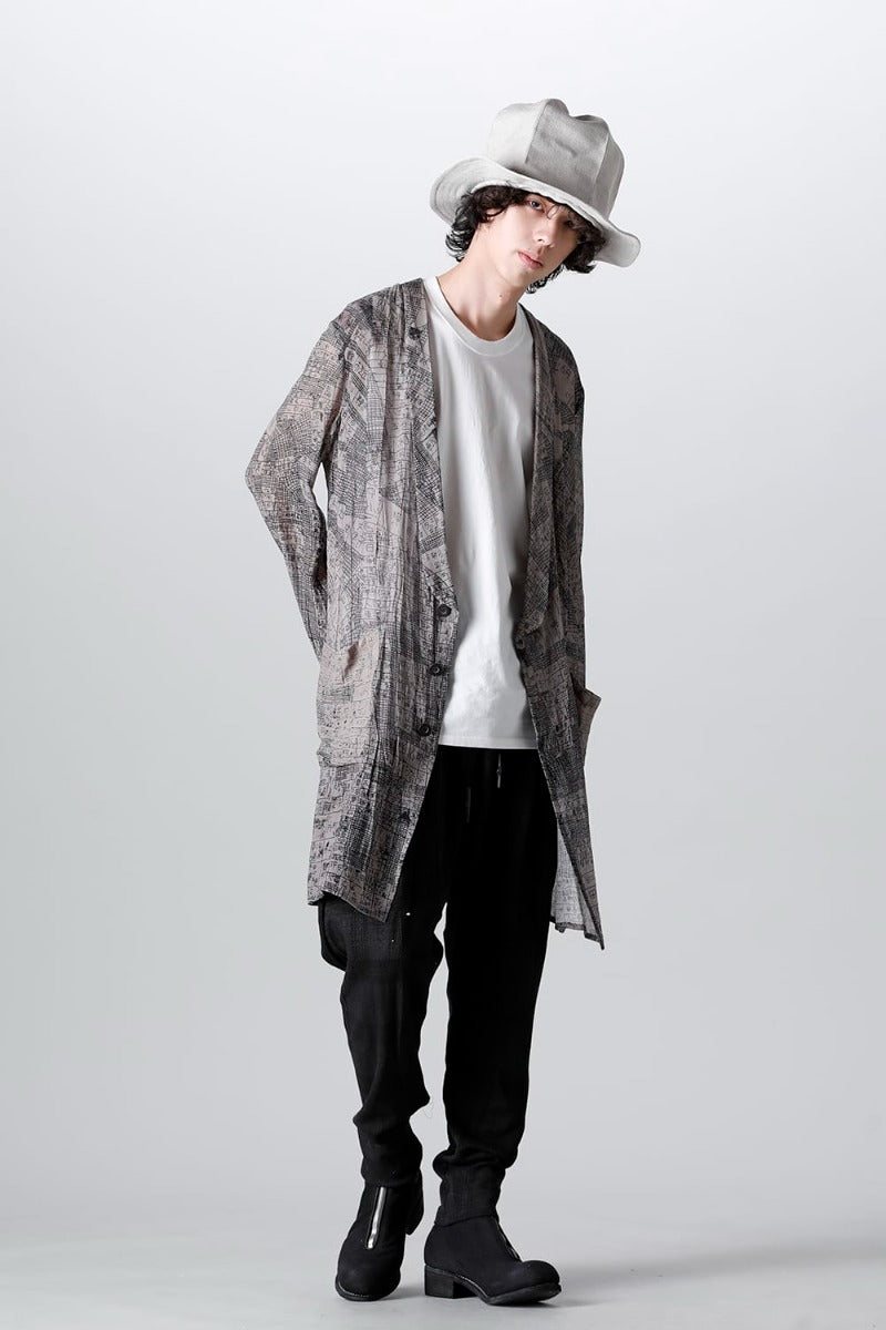 Japanese Map Inkjet Print Long Shirt Coat