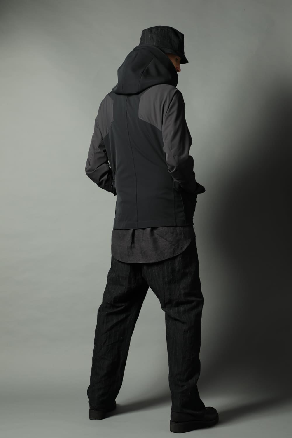 Hooded jacket merino wool jersey bonding