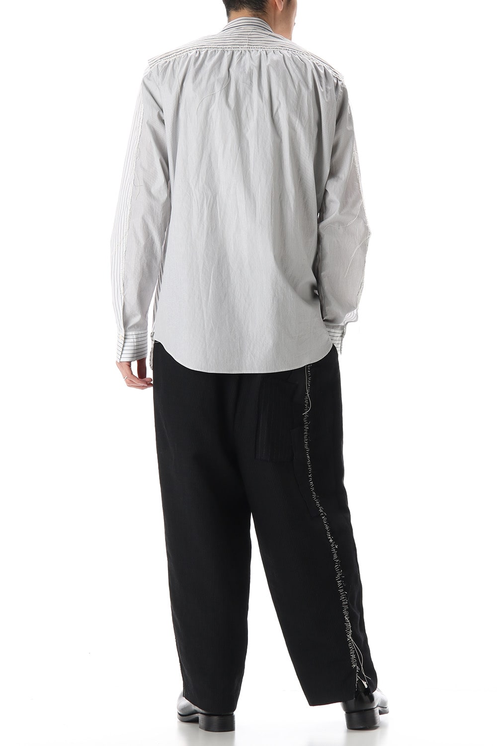 Linen Stripe Paneled Shirt White / White Stripe