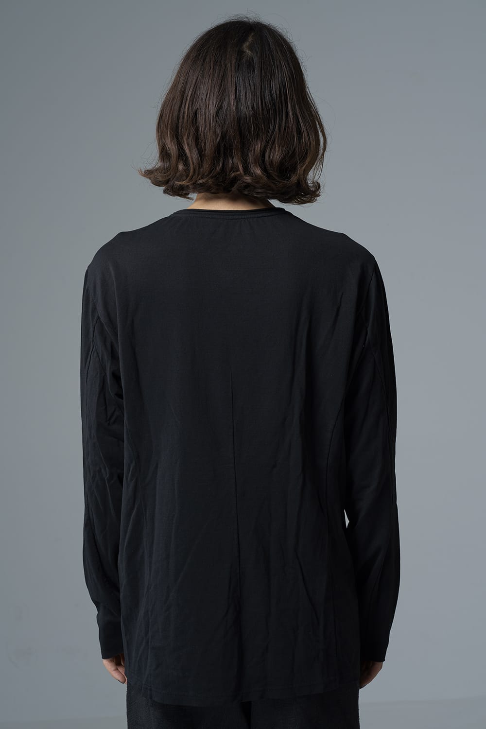 Long sleeve japanese paper jersey charcoal dyed Black