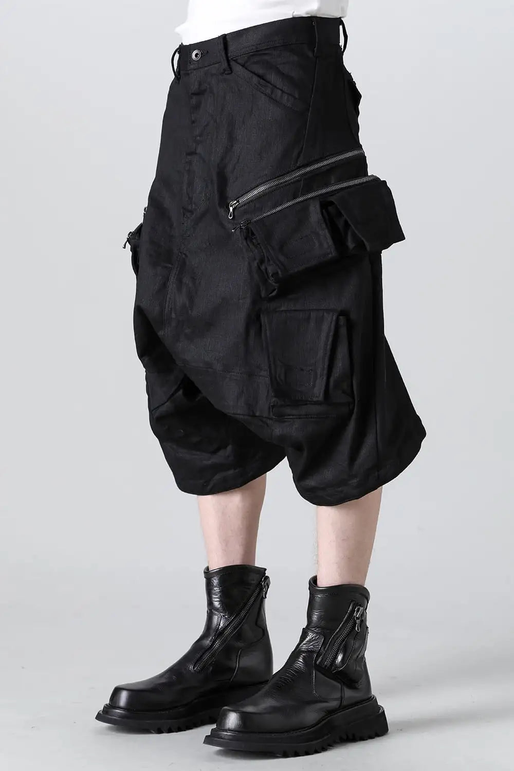 10.5オンス ストレッチデニム カーゴショートパンツ ブラック