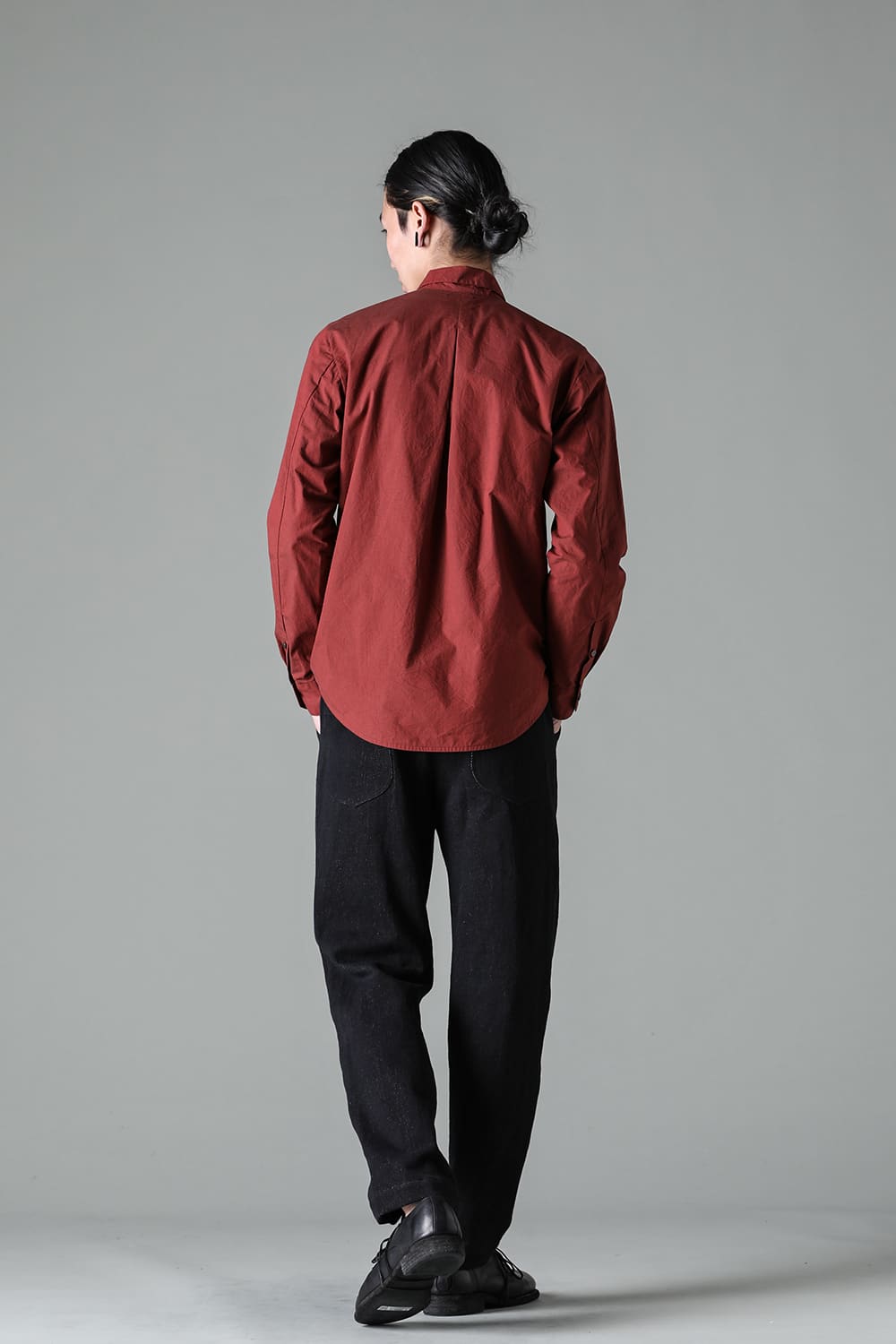 fly front shirt wine red - A