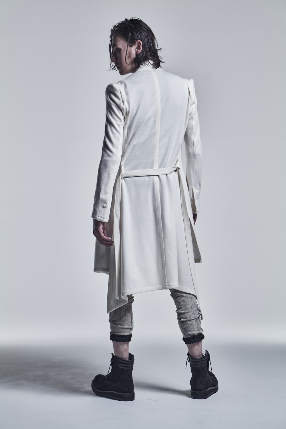 No Collar Flare Jacket White