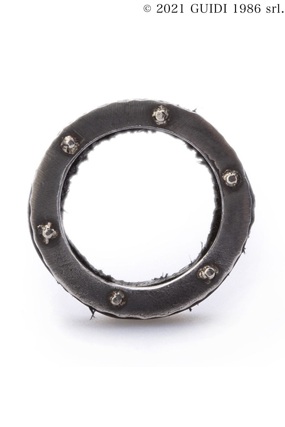 G-AN17 - Round Leather × Silver Motif Ring