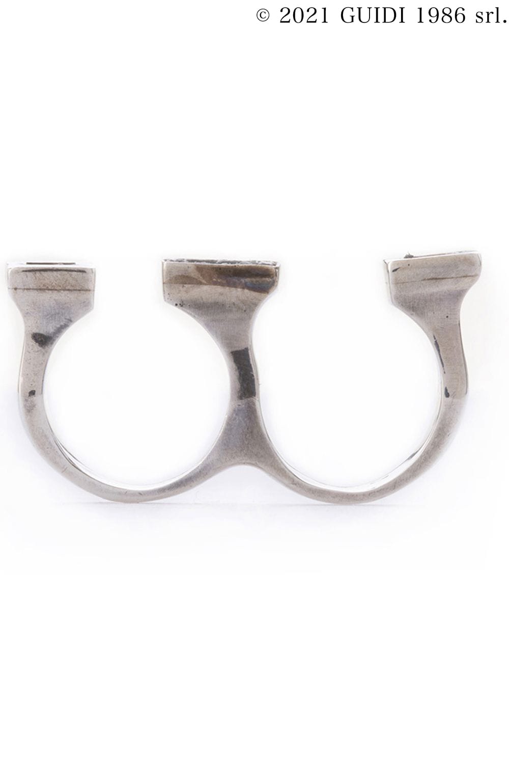 G-AN22DN - Square Black Diamond x Leather Motif Double Ring