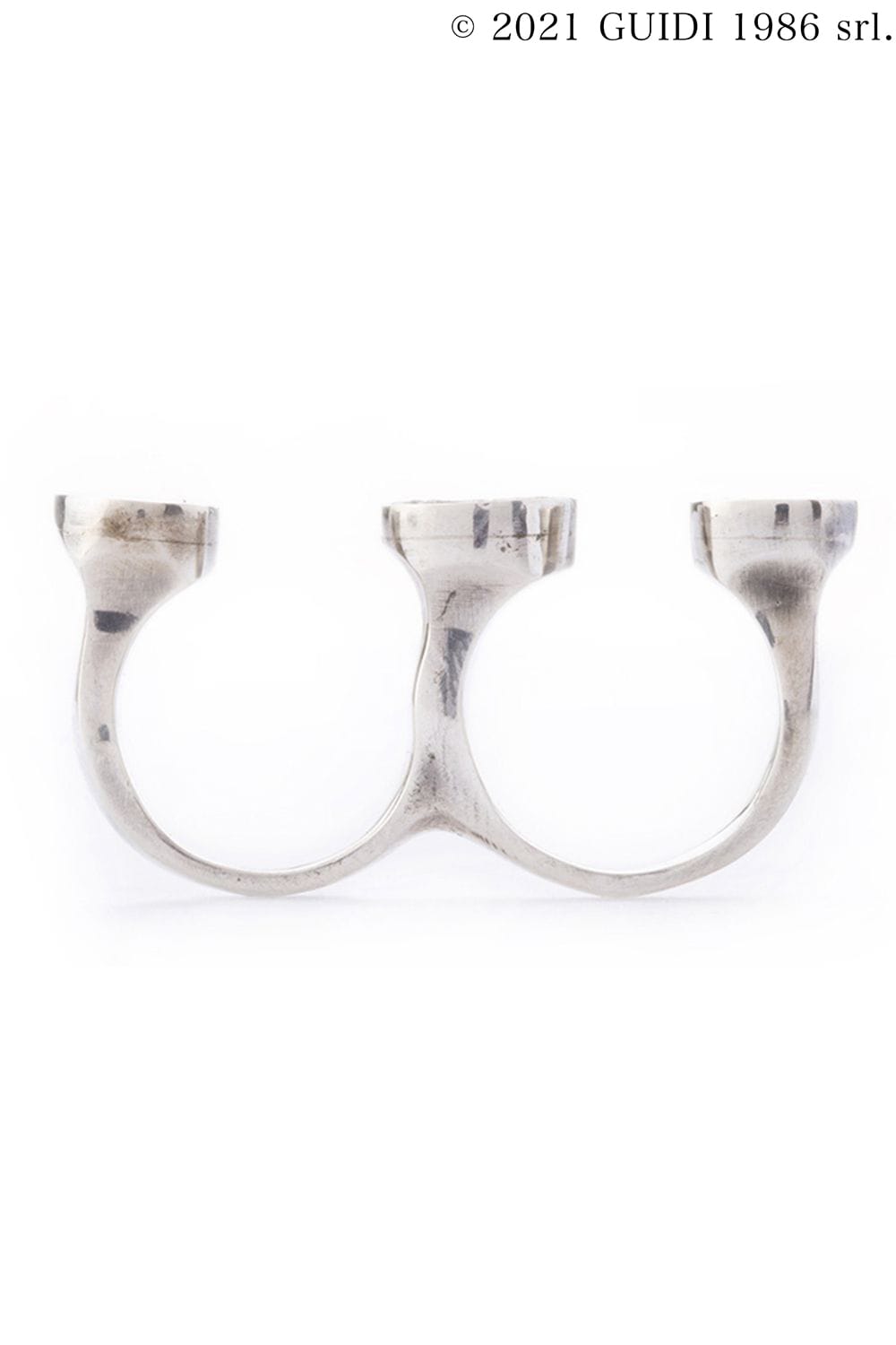 G-AN23DN - Round Black Diamond/Leather Motif Double Ring