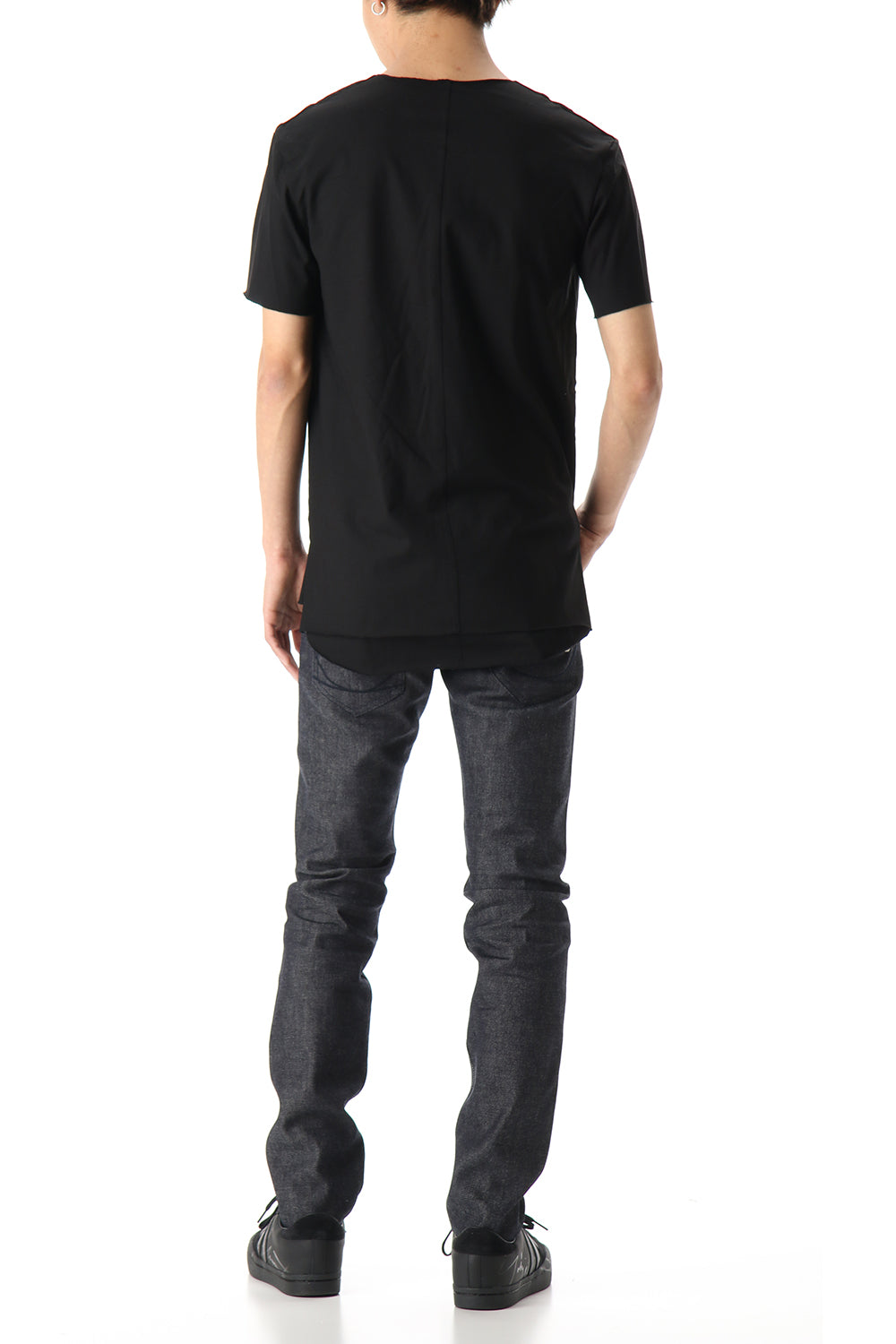Layered cutsew V-neck - Black